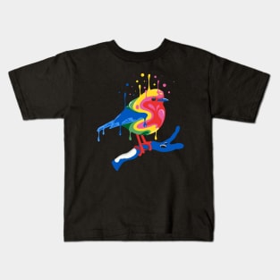 Melting Rainbow Robin Kids T-Shirt